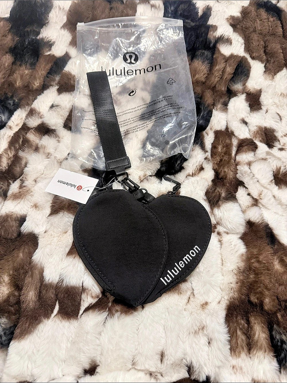 lululemon Dual Pouch Wristlet *Heart Mini Bag Black